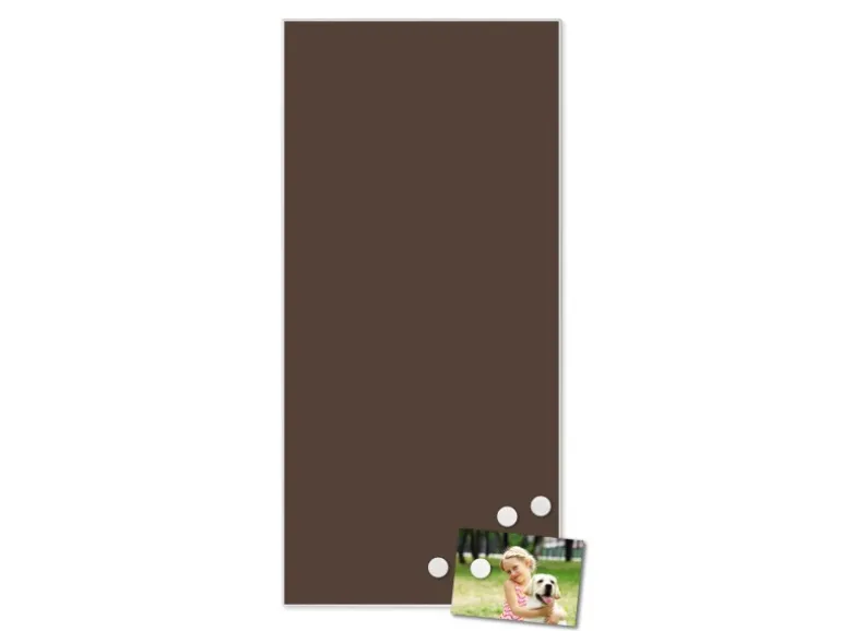 Banjado Magnettafel 37x78cm Magnetwand Weiß Aus Metall Magnetpinnwand Pinnwand Inkl. 4 Magnete Motiv Schokobraun