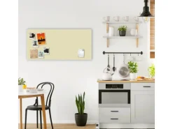Banjado Magnettafel 78x37cm Magnetwand Weiß Aus Metall Magnetpinnwand Pinnwand Inkl. 4 Magnete Motiv Beige