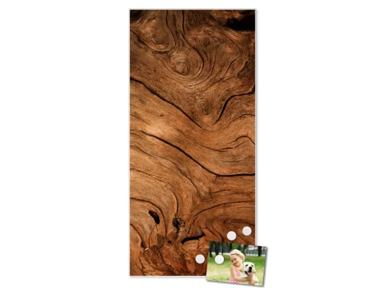 Banjado Magnettafel 37x78cm Magnetwand Weiß Aus Metall Magnetpinnwand Pinnwand Inkl. 4 Magnete Motiv Trockenes Holz