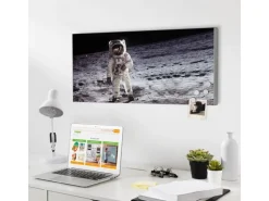 Banjado Magnettafel 78x37cm Magnetwand Silber Aus Metall Magnetpinnwand Pinnwand Inkl. 4 Magnete Motiv Astronaut