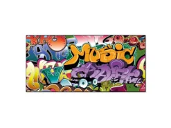 Banjado Magnettafel 78x37cm Magnetwand Schwarz Aus Metall Magnetpinnwand Pinnwand Inkl. 4 Magnete Motiv Graffiti