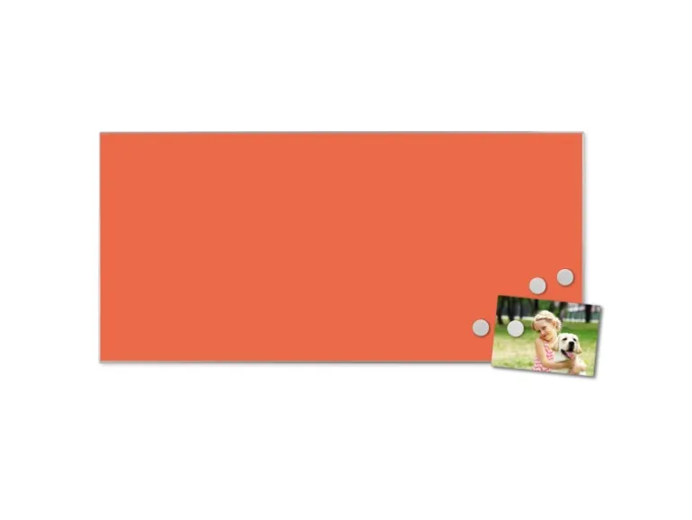 Banjado Magnettafel 78x37cm Magnetwand Silber Aus Metall Magnetpinnwand Pinnwand Inkl. 4 Magnete Motiv Orange