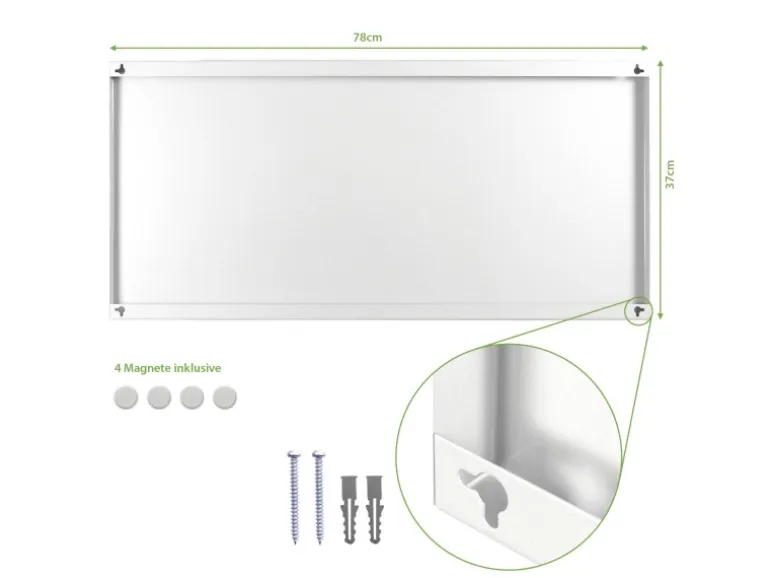 Banjado Magnettafel 78x37cm Magnetwand Weiß Aus Metall Magnetpinnwand Pinnwand Inkl. 4 Magnete Motiv Schaf Und Lamm