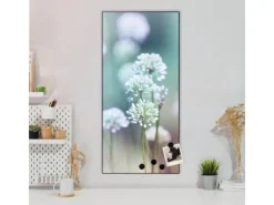 Banjado Magnettafel 37x78cm Magnetwand Schwarz Aus Metall Magnetpinnwand Pinnwand Inkl. 4 Magnete Motiv Lauchblüte