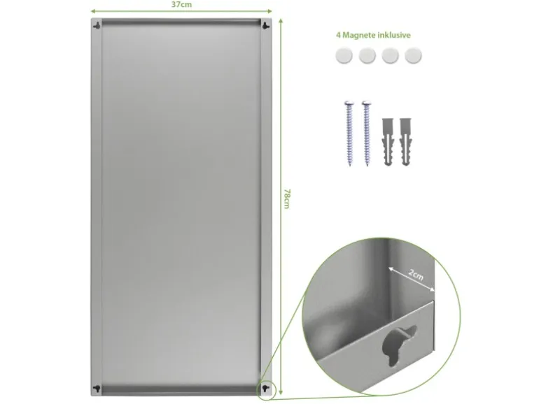 Banjado Magnettafel 37x78cm Magnetwand Silber Aus Metall Magnetpinnwand Pinnwand Inkl. 4 Magnete Motiv Bretter
