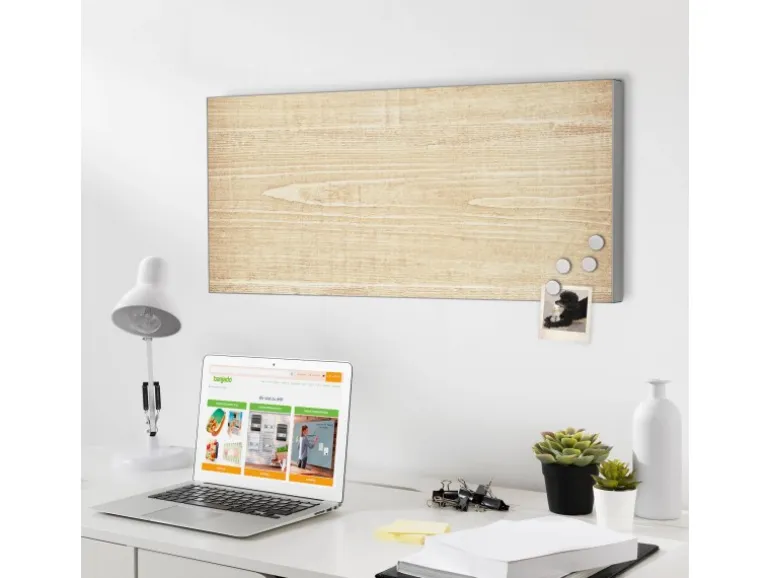 Banjado Magnettafel 78x37cm Magnetwand Silber Aus Metall Magnetpinnwand Pinnwand Inkl. 4 Magnete Motiv Bretter