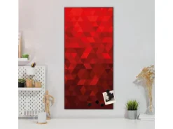 Banjado Magnettafel 37x78cm Magnetwand Schwarz Aus Metall Magnetpinnwand Pinnwand Inkl. 4 Magnete Motiv Dreiecke Rot