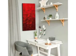 Banjado Magnettafel 37x78cm Magnetwand Schwarz Aus Metall Magnetpinnwand Pinnwand Inkl. 4 Magnete Motiv Dreiecke Rot