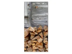 Banjado Magnettafel 37x78cm Magnetwand Silber Aus Metall Magnetpinnwand Pinnwand Inkl. 4 Magnete Motiv Feuerholz
