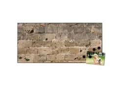 Banjado Magnettafel 78x37cm Magnetwand Schwarz Aus Metall Magnetpinnwand Pinnwand Inkl. 4 Magnete Motiv Steinwand Antik