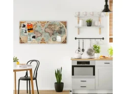 Banjado Magnettafel 78x37cm Magnetwand Weiß Aus Metall Magnetpinnwand Pinnwand Inkl. 4 Magnete Motiv Historische Weltkarte