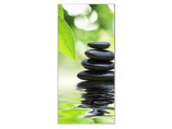 Banjado Magnettafel 37x78cm Magnetwand Silber Aus Metall Magnetpinnwand Pinnwand Inkl. 4 Magnete Motiv Steine&Relax