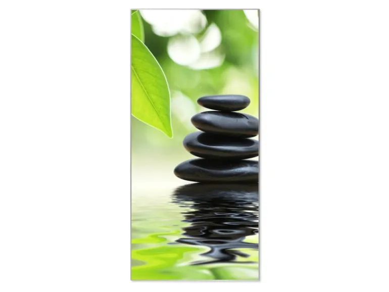 Banjado Magnettafel 37x78cm Magnetwand Silber Aus Metall Magnetpinnwand Pinnwand Inkl. 4 Magnete Motiv Steine&Relax