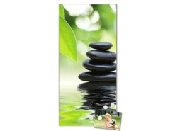 Banjado Magnettafel 37x78cm Magnetwand Silber Aus Metall Magnetpinnwand Pinnwand Inkl. 4 Magnete Motiv Steine&Relax