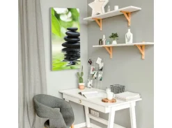 Banjado Magnettafel 37x78cm Magnetwand Silber Aus Metall Magnetpinnwand Pinnwand Inkl. 4 Magnete Motiv Steine&Relax