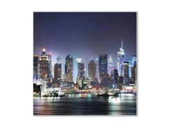 Banjado Magnettafel 50x50cm Magnetwand Weiß Aus Metall Magnetpinnwand Pinnwand Inkl. 4 Magnete Motiv New York