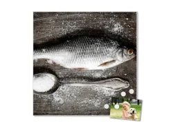 Banjado Magnettafel 50x50cm Magnetwand Weiß Aus Metall Magnetpinnwand Pinnwand Inkl. 4 Magnete Motiv Fisch Und Salz