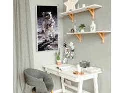 Banjado Magnettafel 37x78cm Magnetwand Weiß Aus Metall Magnetpinnwand Pinnwand Inkl. 4 Magnete Motiv Astronaut