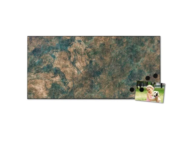 Banjado Magnettafel 78x37cm Magnetwand Schwarz Aus Metall Magnetpinnwand Pinnwand Inkl. 4 Magnete Motiv Kupfer Patina