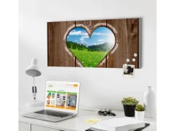 Banjado Magnettafel 78x37cm Magnetwand Silber Aus Metall Magnetpinnwand Pinnwand Inkl. 4 Magnete Motiv Ausblick Mit Herz