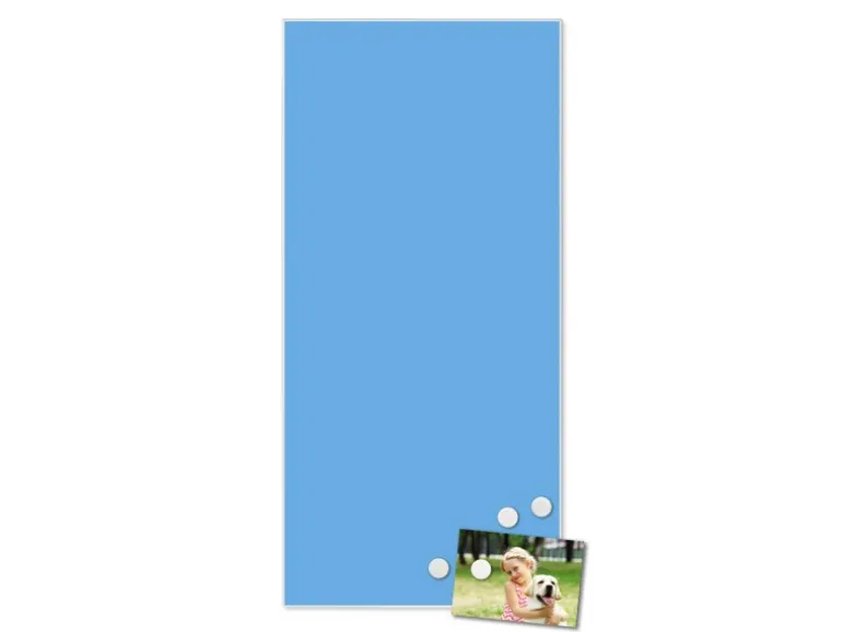Banjado Magnettafel 37x78cm Magnetwand Weiß Aus Metall Magnetpinnwand Pinnwand Inkl. 4 Magnete Motiv Pastellblau