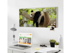 Banjado Magnettafel 78x37cm Magnetwand Weiß Aus Metall Magnetpinnwand Pinnwand Inkl. 4 Magnete Motiv Panda