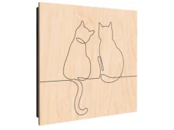 Banjado Schlüsselkasten Holz 30x30cm Schwarz Scharnier Rechts 50 Haken Design Schlüsselbox Motiv Katzenliebe 2