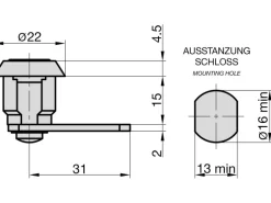Basi - Hebelschloss - HS 310 - Verschiedenschließend - für Universelle Verwendung - mit Mutter - 9000-1310