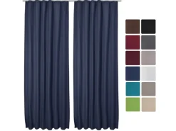Beautissu Amelie TK Vorhang mit Kräuselband 140x245cm Blau 2tlg