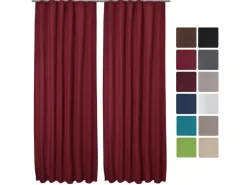 Beautissu Amelie TK Vorhang mit Kräuselband 140x245cm Rot 2tlg
