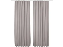 Beautissu Amelie TK Vorhang mit Kräuselband 140x245cm Grau 2tlg