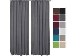 Beautissu Amelie TK Vorhang mit Kräuselband 140x245cm Anthrazit 2tlg