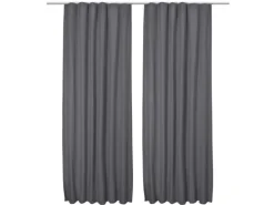 Beautissu Amelie TK Vorhang mit Kräuselband 140x245cm Anthrazit 2tlg