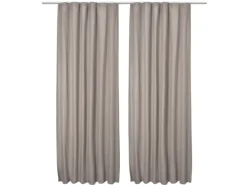 Beautissu Amelie TK Vorhang mit Kräuselband 140x245cm Sand 2tlg