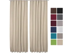 Beautissu Amelie TK Vorhang mit Kräuselband 140x245cm Creme 2tlg