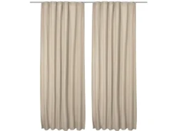 Beautissu Amelie TK Vorhang mit Kräuselband 140x245cm Creme 2tlg