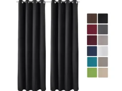 Beautissu Amelie TO Vorhang mit Öse 140x245cm Schwarz 2tlg