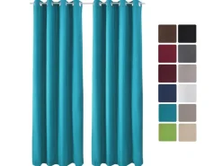 Beautissu Amelie TO Vorhang mit Öse 140x245cm Türkis 2tlg