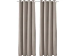 Beautissu Amelie TO Vorhang mit Öse 140x245cm Sand 2tlg