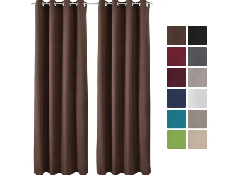 Beautissu Amelie TO Vorhang mit Öse 140x245cm Braun 2tlg