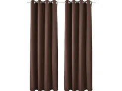 Beautissu Amelie TO Vorhang mit Öse 140x245cm Braun 2tlg
