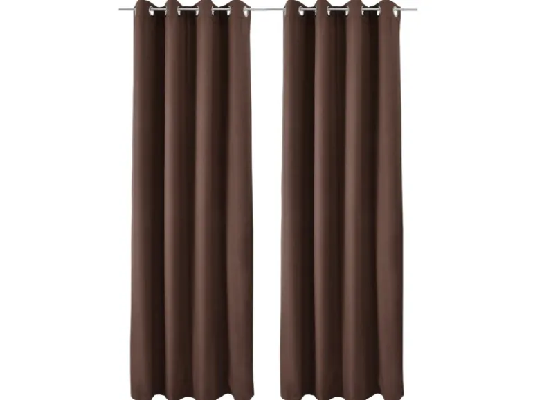 Beautissu Amelie TO Vorhang mit Öse 140x245cm Braun 2tlg