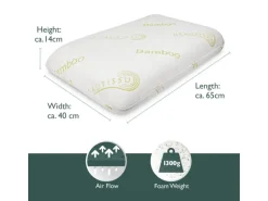 Beautissu BeauErgo BN Memory Foam Nackenstützkissen Bambus 65x40x14