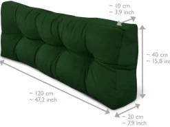 Beautissu ECO Style Palettenkissen Sitz 120x80x15cm Dunkelgrün + Rücken 1tlg