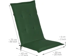 Beautissu Loft HL Hochlehner 120x50x6cm Dunkelgrün 6tlg