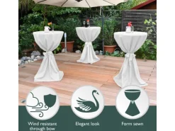 Beautissu Sylt Stehtisch Ø 70cm Weiß mit Giulia Stehtischhusse Ø 70cm Weiß