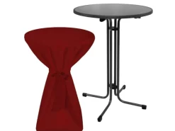 Beautissu Sylt Stehtisch Ø 80cm Grau mit Premium Stehtischhusse Ø 80cm Bordeaux