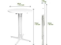 Beautissu Sylt Stehtisch Ø 80 cm Weiß