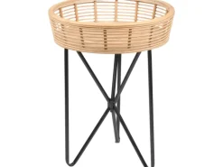 Beistelltisch Minimalist Zen Rund 49 cm x Ø 37 cm Natur-Schwarz