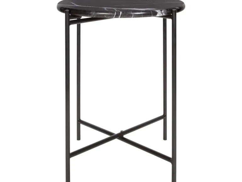 Beistelltisch mit Marmorplatte Midnight Mystery Ø 43 cm H: 50 cm Schwarz